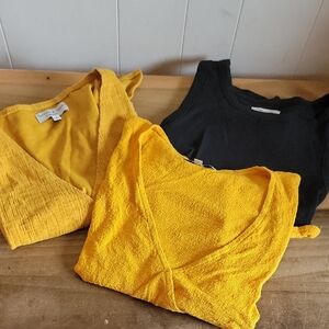 Bundle of 3 Madewell Mustard Yellow And Black Summer Tops Size M